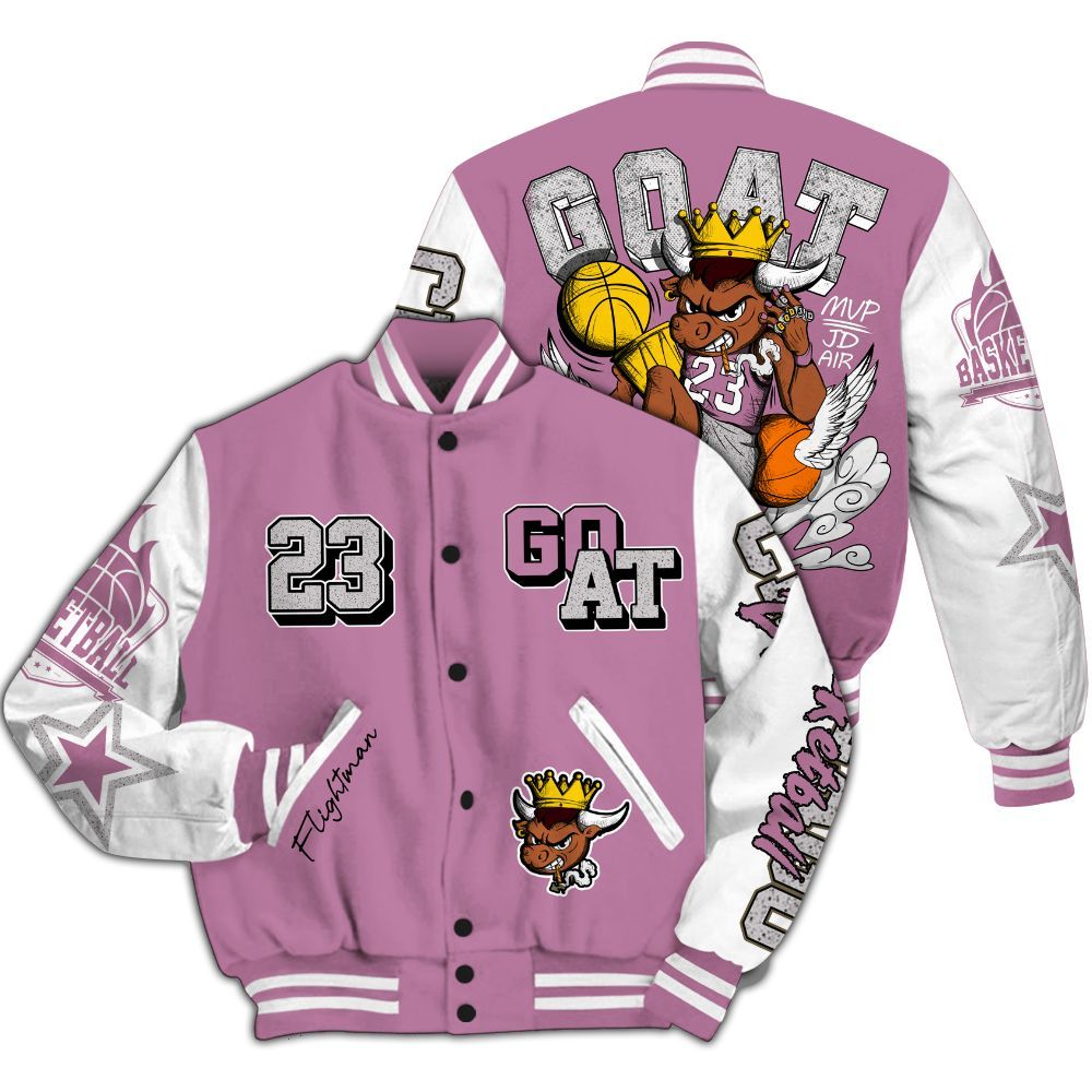 Varsity Jacket To Match Neutral Grey Black White Orchid 4s - FlightMan G.O.A.T Number 23 All Over Print