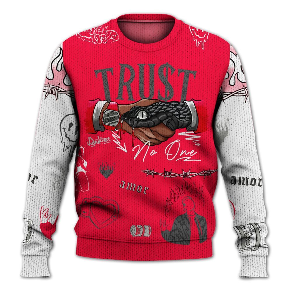 Knitted Sweater To Match Retro Fire Red 3s - Snake Trust No One