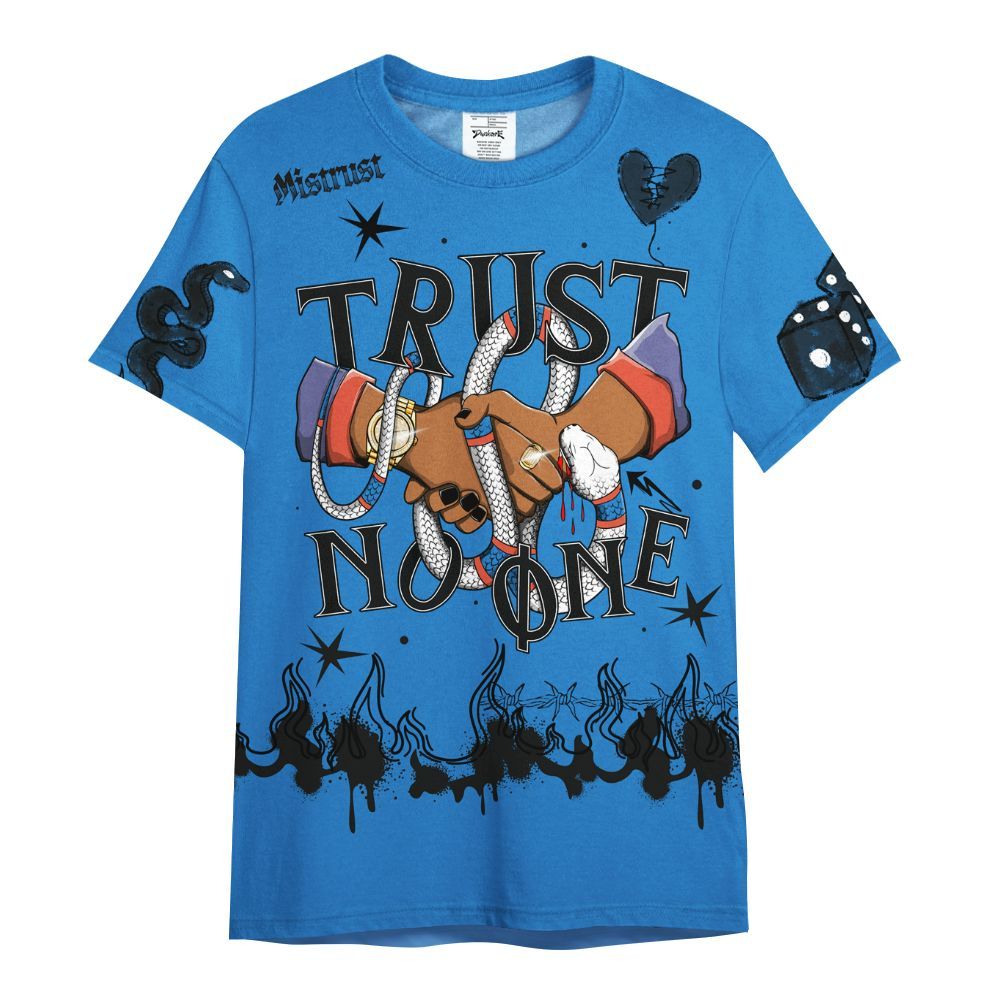 Shirt To Match Hi-Res Blue 700s - Trust No One Snake-Bite Doodle Crayon All Over Print