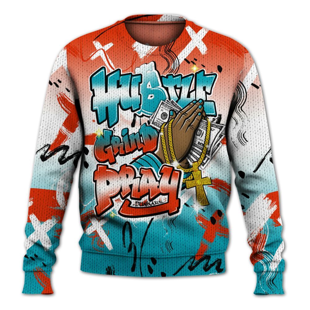 Knitted Sweater To Match Dunk Low KD 17 N7 - Money Hustle Grind Pray