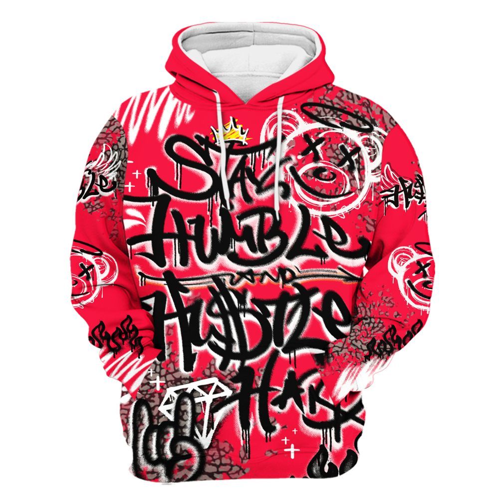 Hoodie To Match Retro Fire Red 3s - Humble Drip Streetwear Graffity All Over Print