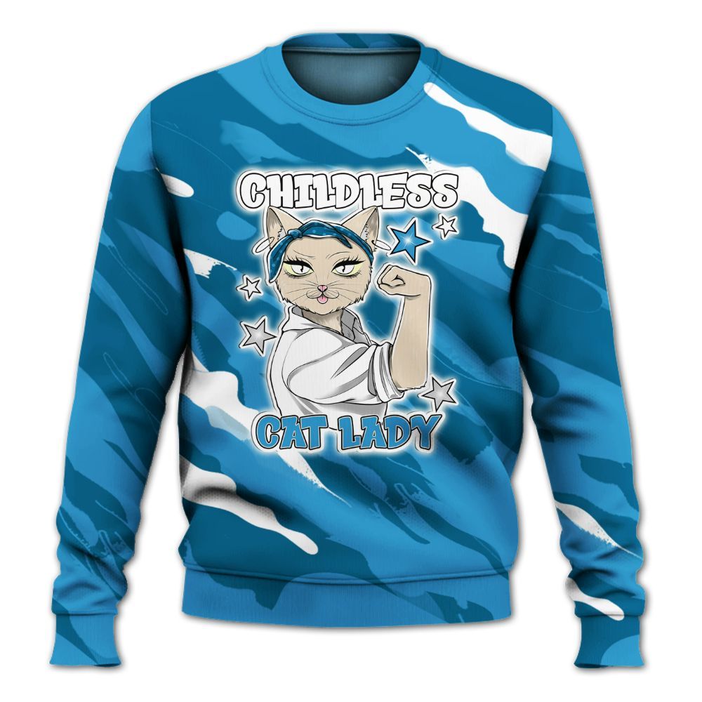 Sweatshirt To Match Powder Blue 9s - Childless Kat Lady All Over Print