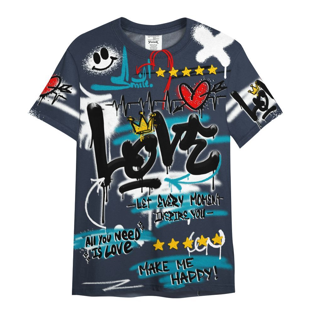Shirt To Match Retro Obsidian 13s - Happy Love Beats Graffiti Streetwear All Over Print