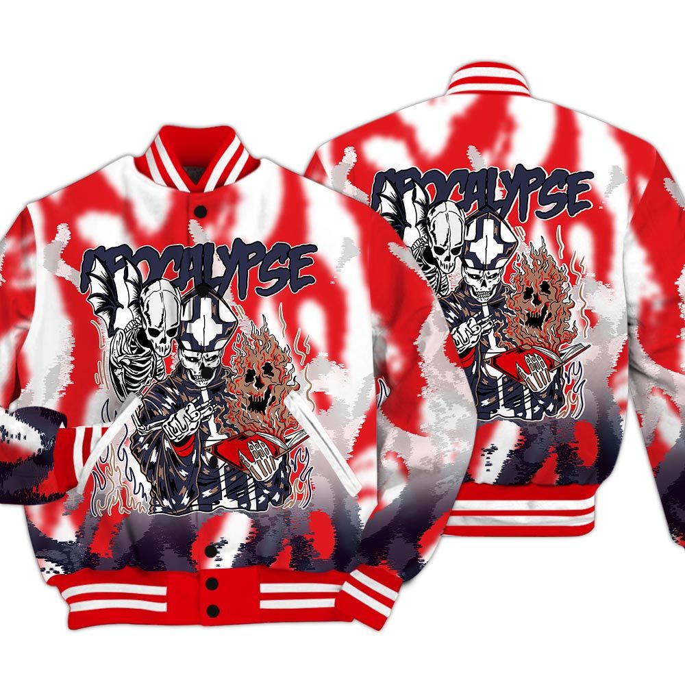 Varsity Jacket To Match Low OG Howard Bison 1s - Apocalypse Skeleton Burn Varsity Jacket Unisex