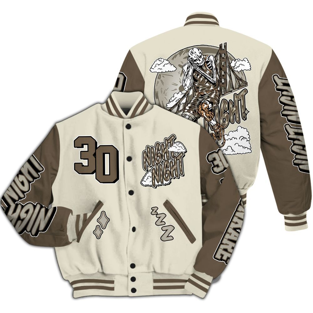 Varsity Jacket To Match Orewood Brown 3s - Seeya Skeleton All Over Print