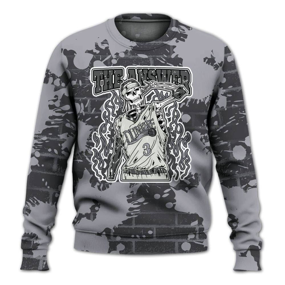 Dunkare Fear 4s Shirt - Allen Answer Skeleton Brick All Over Print Unisex Sweatshirt