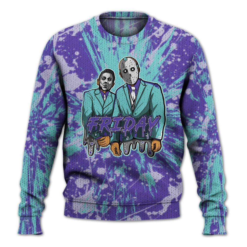 Knitted Sweater To Match Low Hornets 1s - Friday Halloween Graphic Luxury