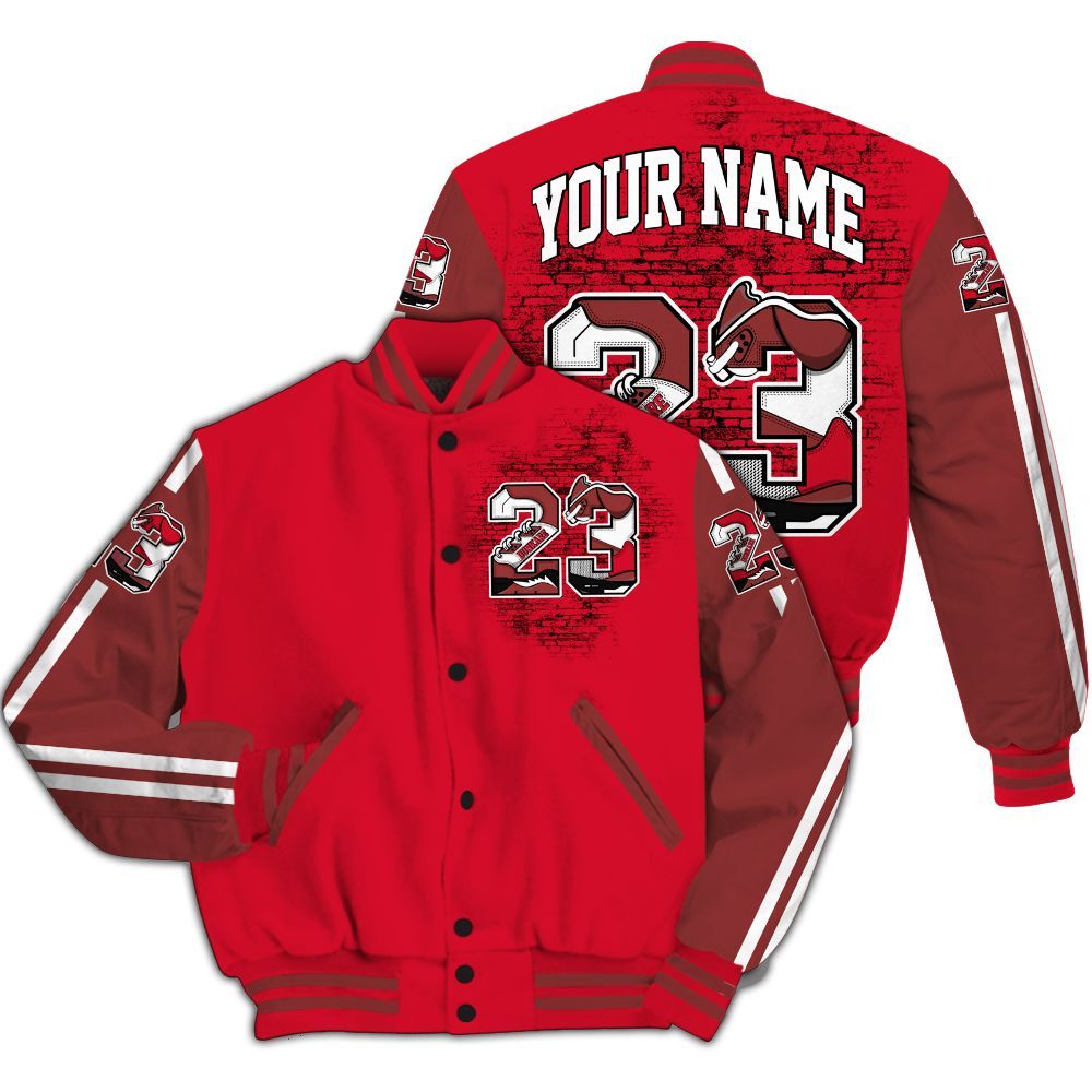 Varsity Jacket To Match Air Max Sunder Gore Tex Fire Red - Custom Name Number 23 5s All Over Print