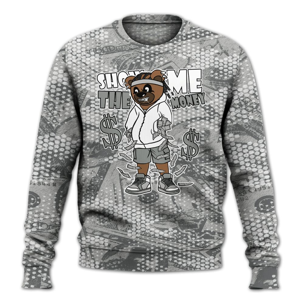 Sweatshirt To Match Retro Wet Cement 4s - Show Me Bear Banknotes Art All Over Print