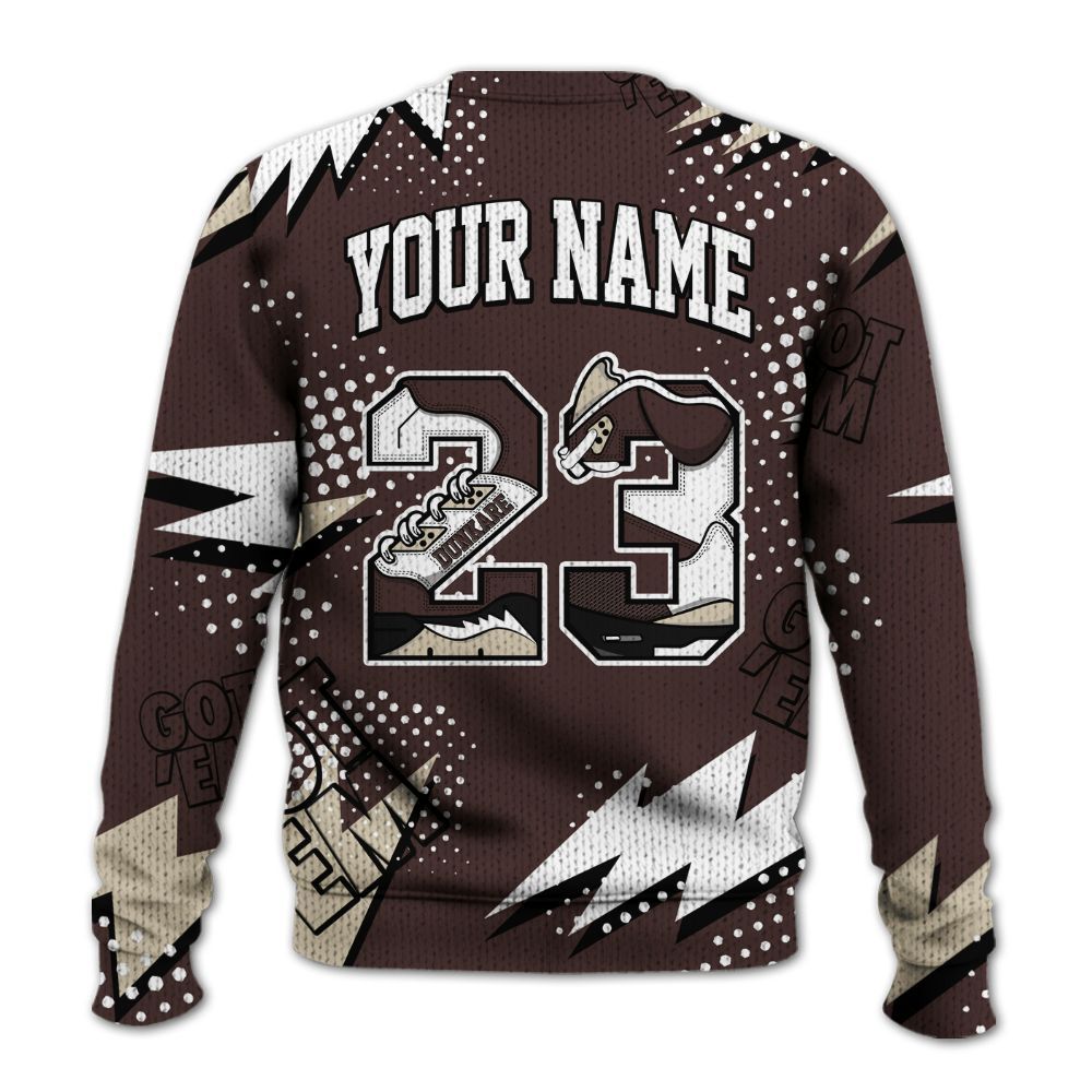 Knitted Sweater To Match Burgundy Crush 3s - Custom Name Number 23 5s
