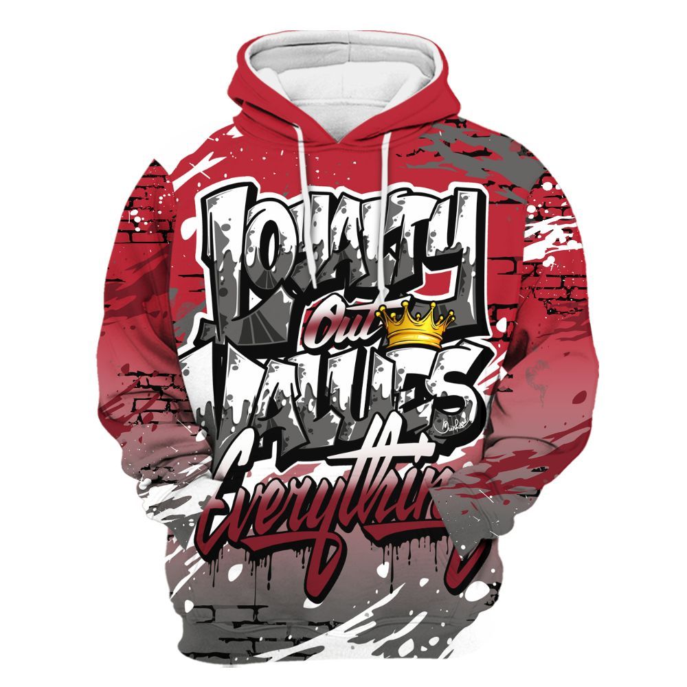 Hoodie To Match Red Flint 13s - Values Of Loyalty Drip All Over Print