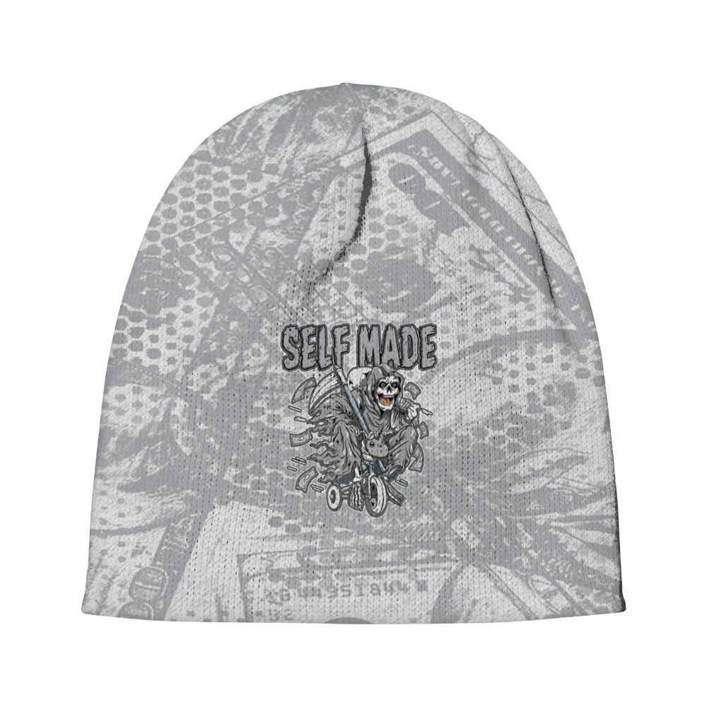 Beanie Hat To Match Low OG Wolf Grey 1s - Self Make Skeleton Banknotes Art Graphic