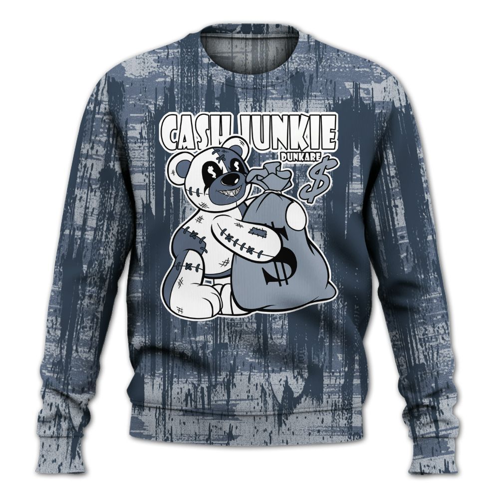 Sweatshirt To Match Low Diffused Blue 11s - Cashs Junkie Bear Glitch Art All Over Print