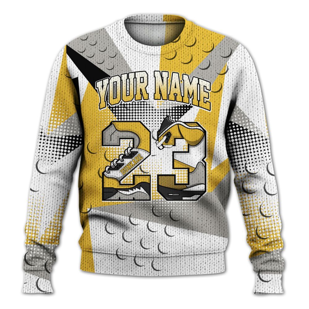 Knitted Sweater To Match Low Yellow Python 11s, Poly Custom Name Number 23 5s