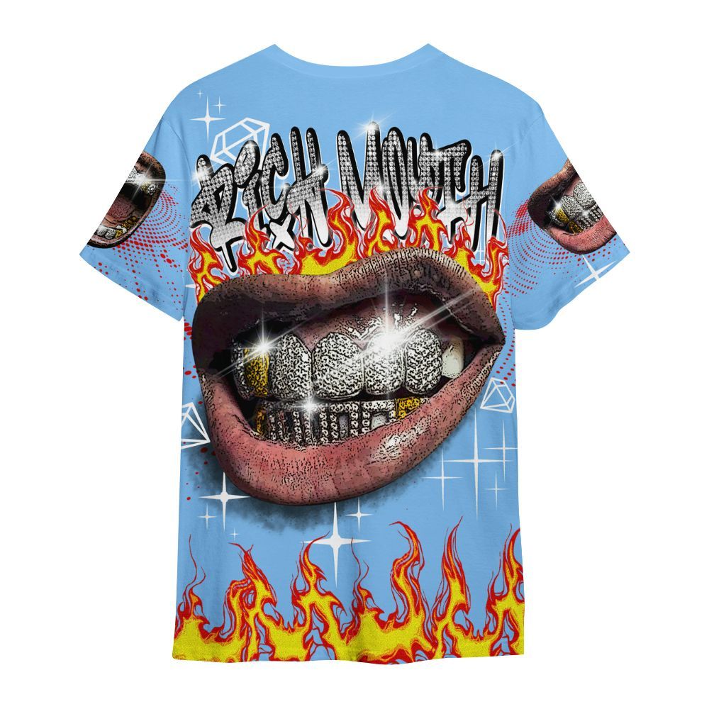 Shirt To Match University Blue 5s - Rich Mouth Fire Rap Retro 90s All Over Print