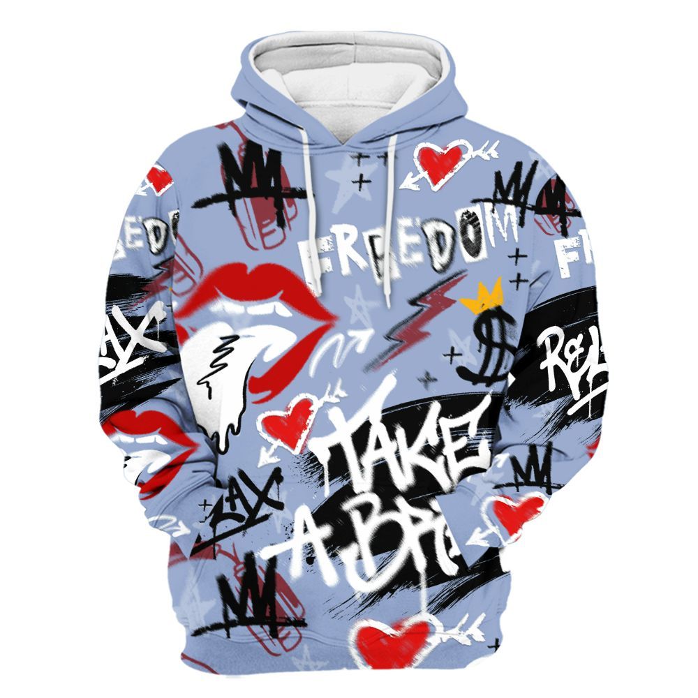 Hoodie To Match Black Metallic 5s - Take Break Freedom Graffiti Streetwear All Over Print