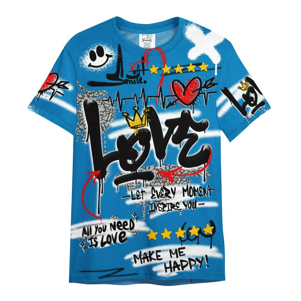 Shirt To Match Wizards 3s - Happy Love Beats Graffiti Streetwear All Over Print