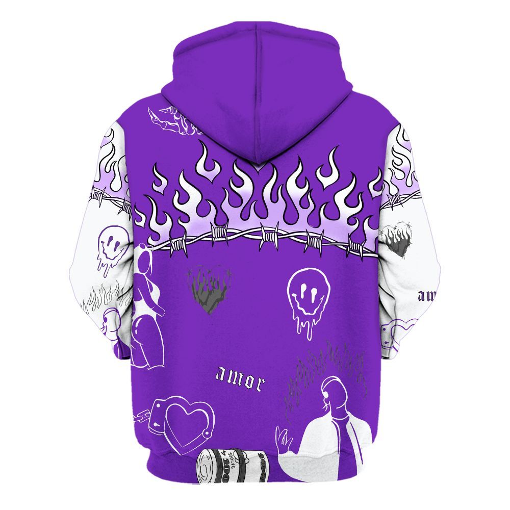 Hoodie To Match Retro Dark Iris 3s - Snake Trust No One All Over Print