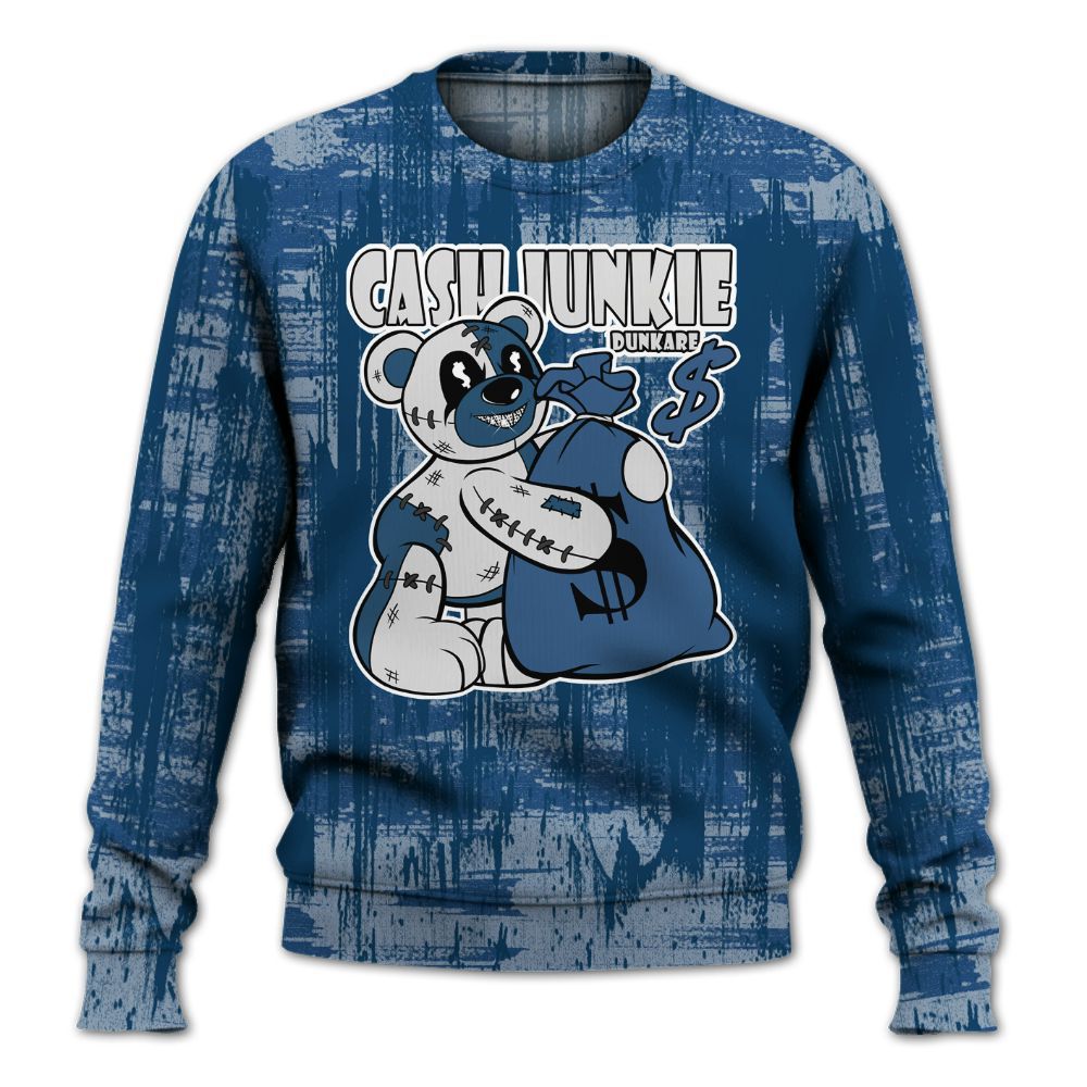 Sweatshirt To Match High OG Midnight Navy 1s - Cashs Junkie Bear Glitch Art All Over Print
