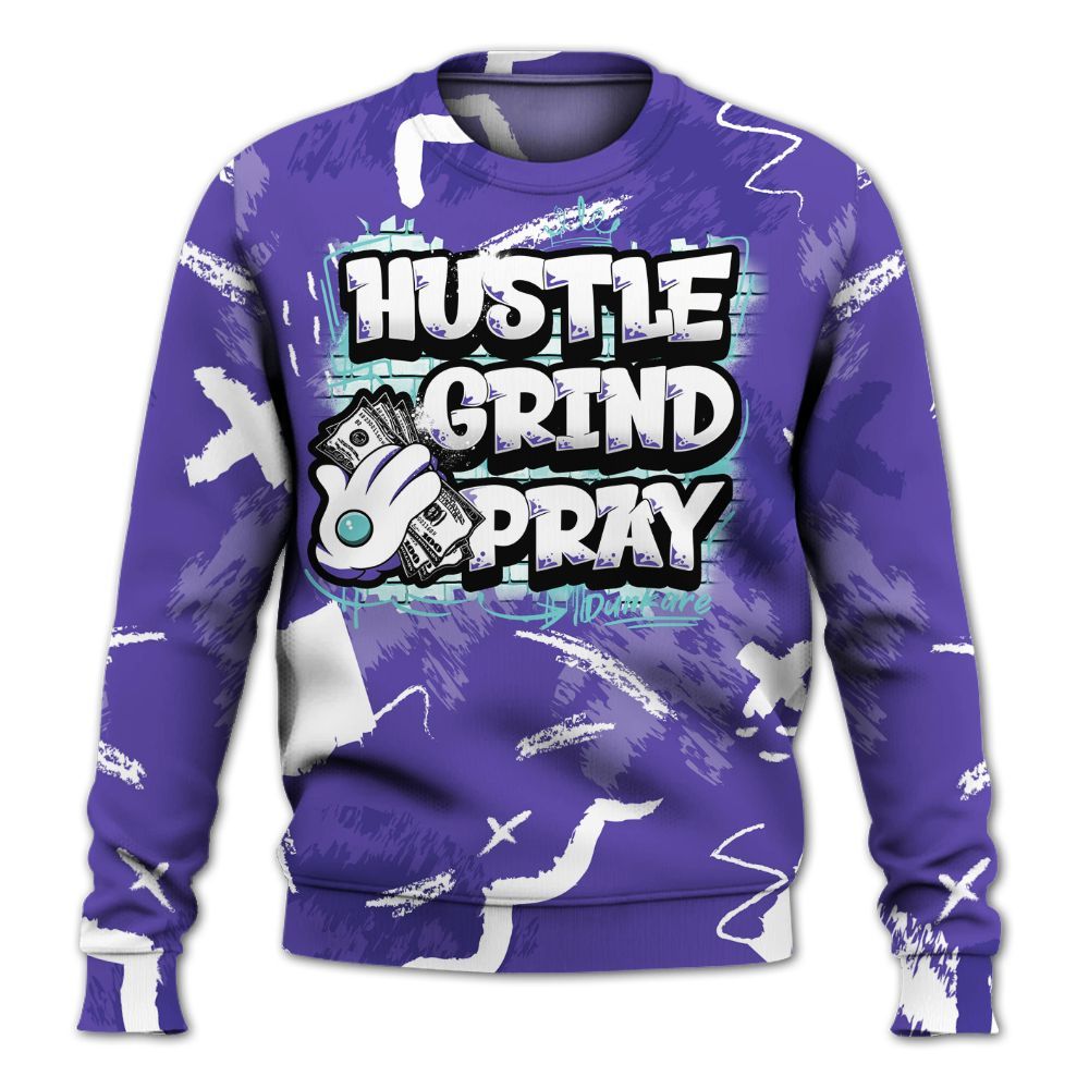 Sweatshirt To Match Low Hornets 1s - Hustle Grind Pray Retro All Over Print