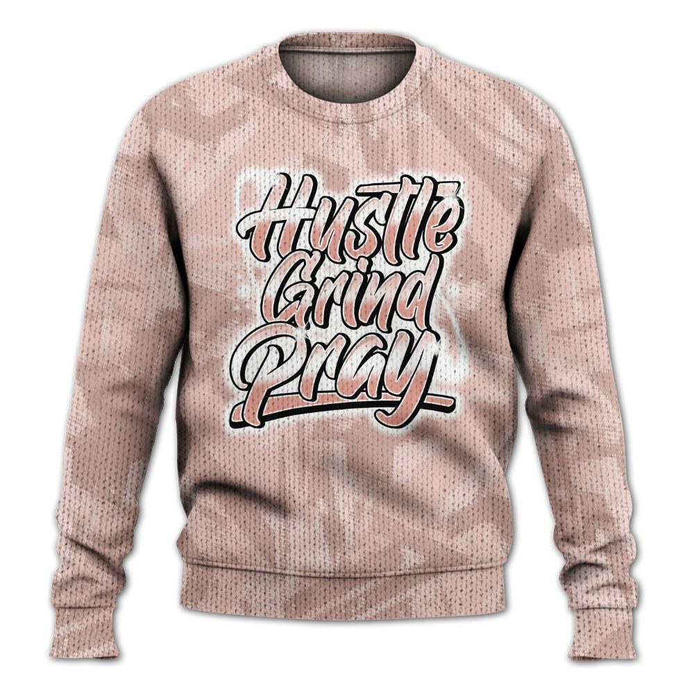 Knitted Sweater To Match Low Legend Pink 11s - Hustles And Prayer Graphic Halftone