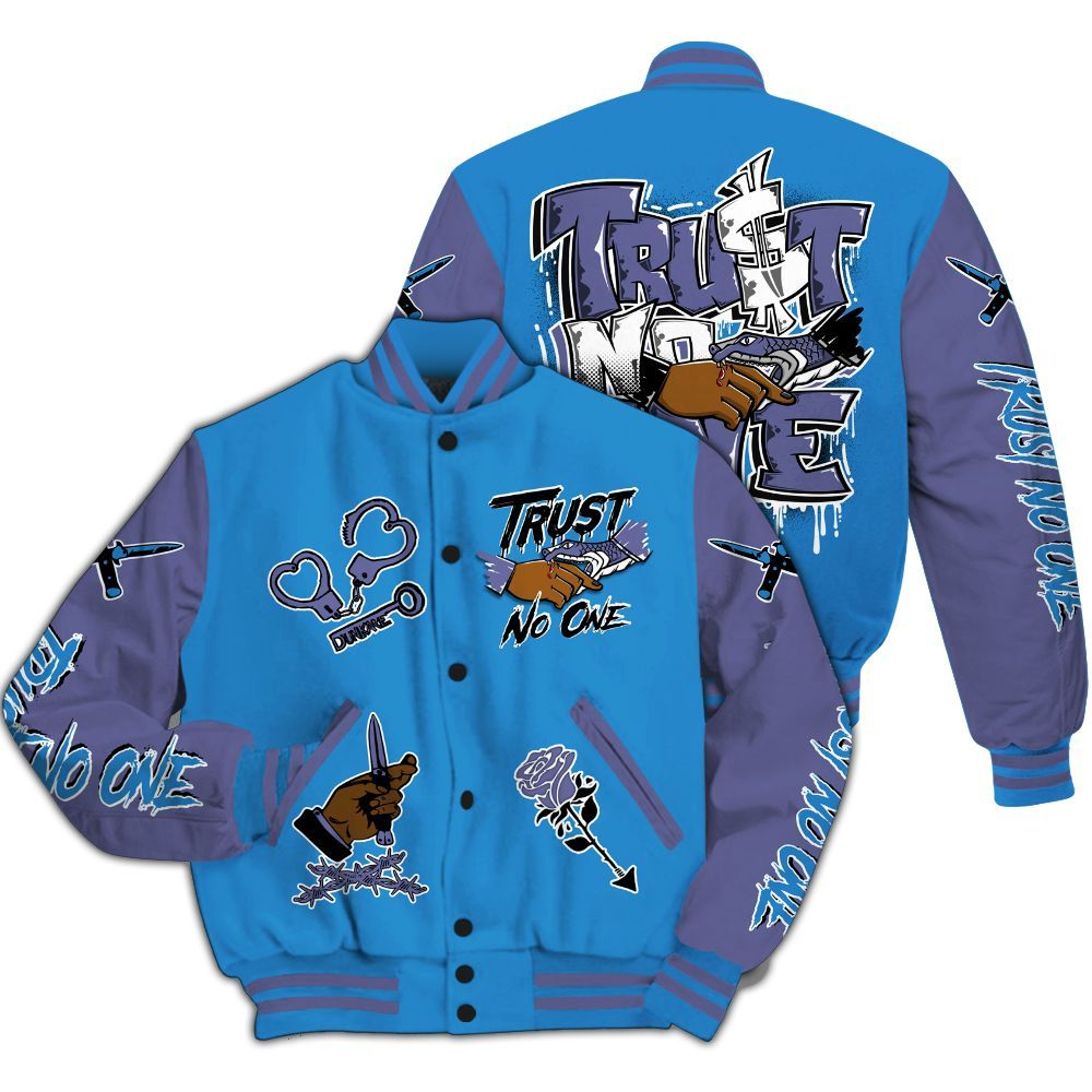 Varsity Jacket To Match Hi-Res Blue 700s - Trust No One Dripping All Over Print