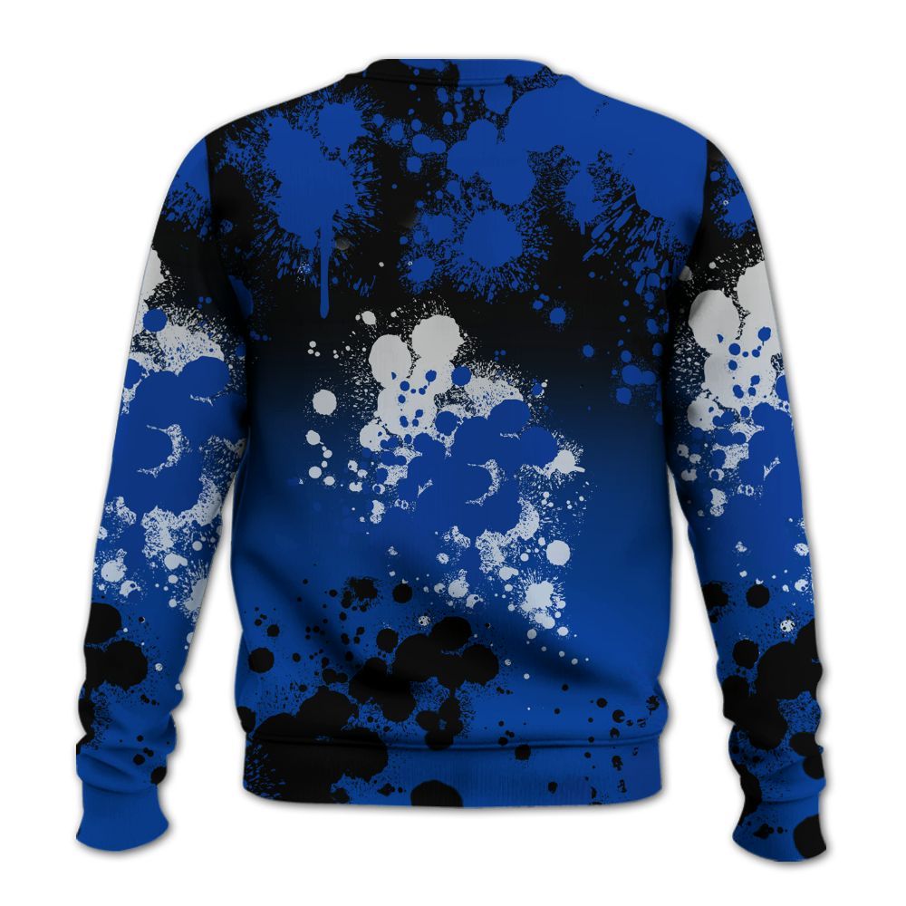 Sweatshirt To Match Hyper Royal 12s - God Blessed Ink Drip All Over Print