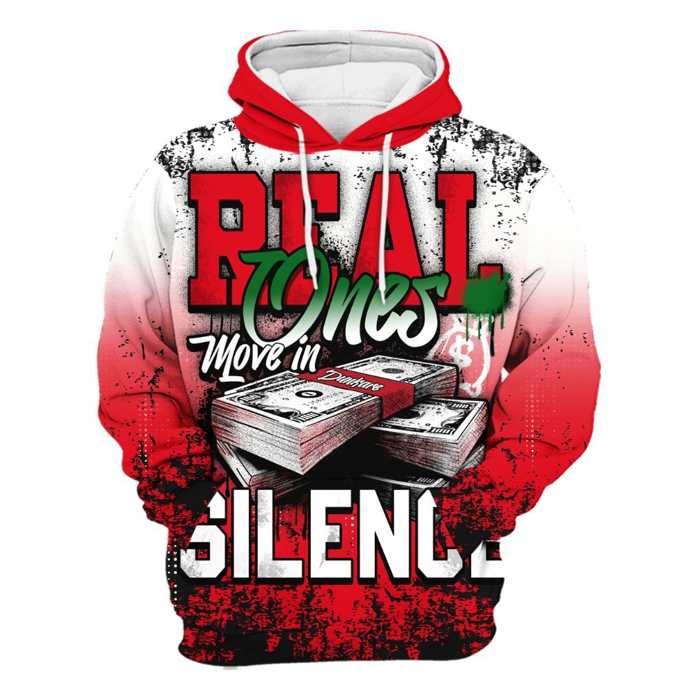 Hoodie To Match Chicago 13s - Move In Silence Money Street Retro All Over Print