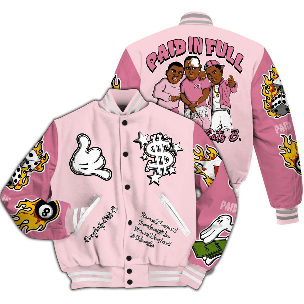 Varsity Jacket To Match GS Pearl Pink 12s - Everybody Paid In Full Graphic All Over Print