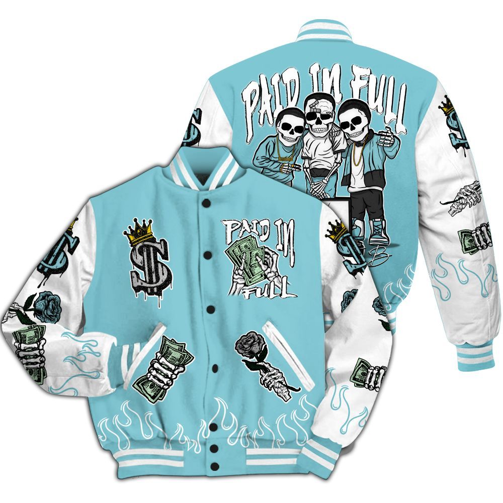 Varsity Jacket To Match Low Legend Blue 11s - Fire Everybody Paid In All Over Print