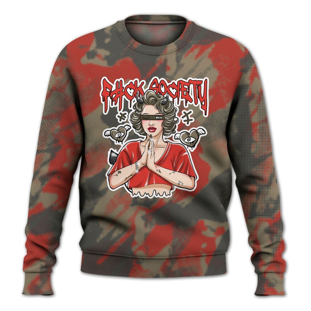 Sweatshirt To Match Olive 9s - F#ck Xociety Halftone All Over Print