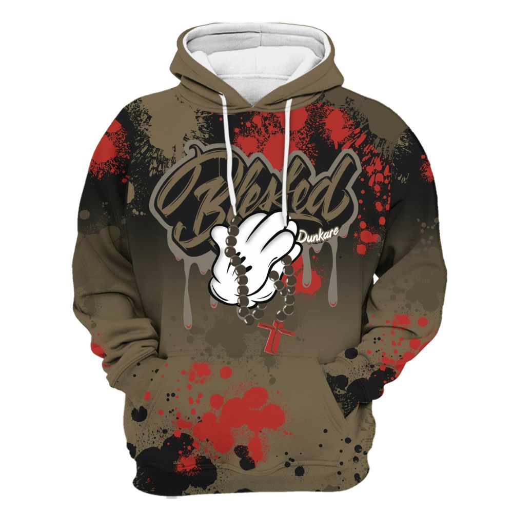 Hoodie To Match Olive 9s - God Blessed Dripping All Over Print