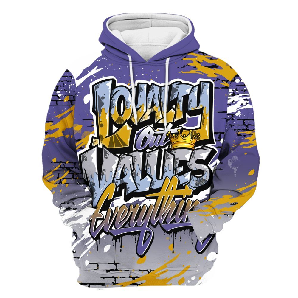 Hoodie To Match Lakeshow 4s - Values Of Loyalty Drip All Over Print