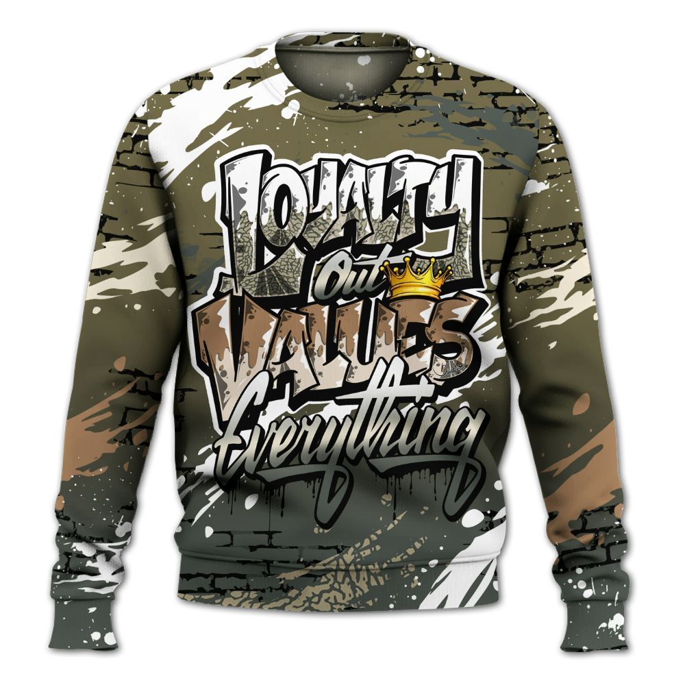 Sweatshirt To Match Retro Family Affair 3s - Values Of Loyalty Drip All Over Print