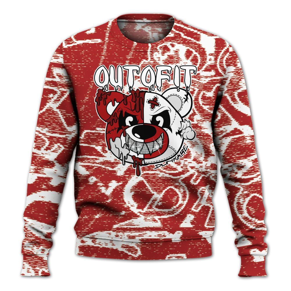 Sweatshirt To Match Red Taxi 12s - Out Of It Bear Avant-Garde All Over Print