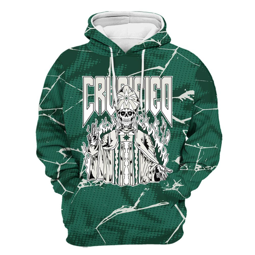 Hoodie To Match Oxidized Green 4s - Crucified Skeleton Crack All Over Print