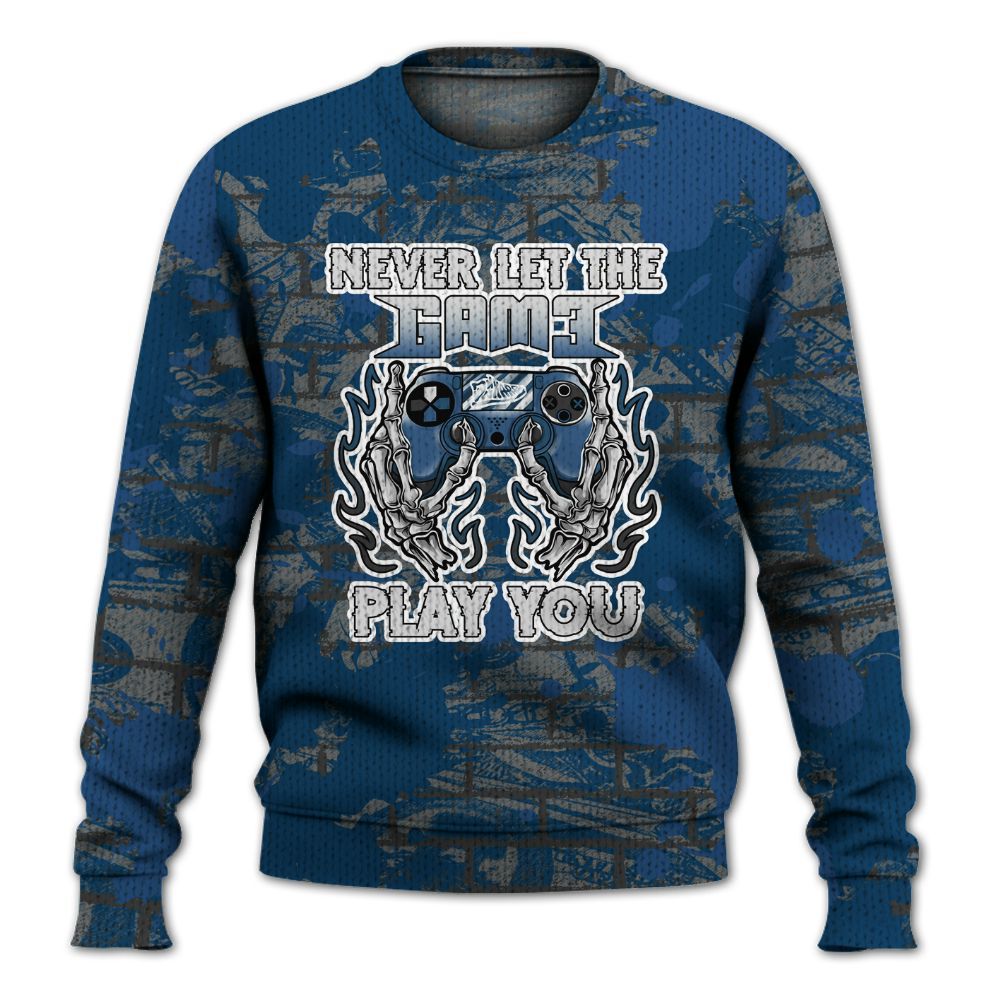 Knitted Sweater To Match High OG Midnight Navy 1s - PlayGame Skull Brick
