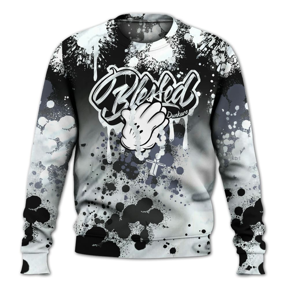 Sweatshirt To Match Air Foamposite Jin Kazama - God Blessed Ink Drip All Over Print