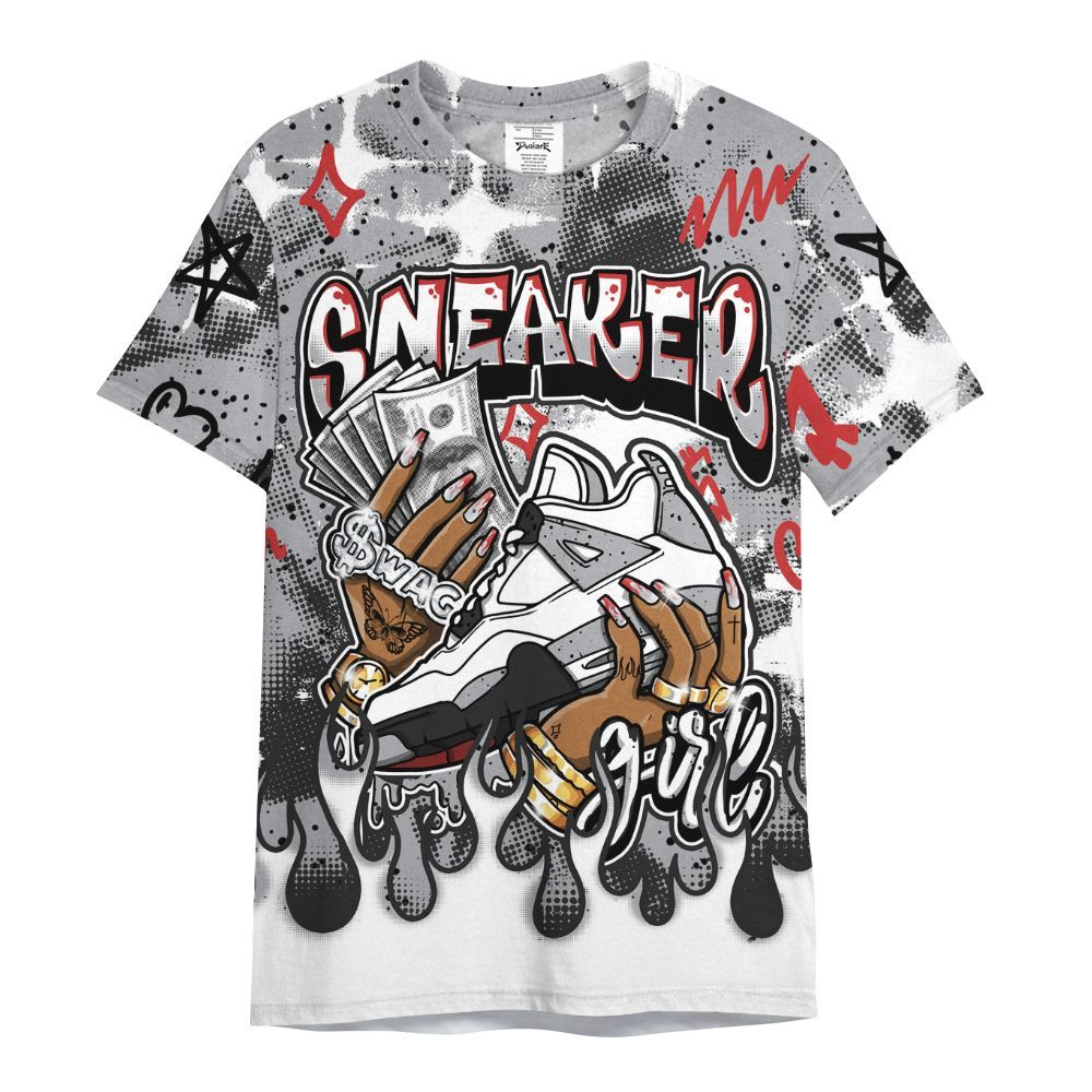 Shirt To Match White Cement 4s - Sneaker Girl Moneys Grunge All Over Print