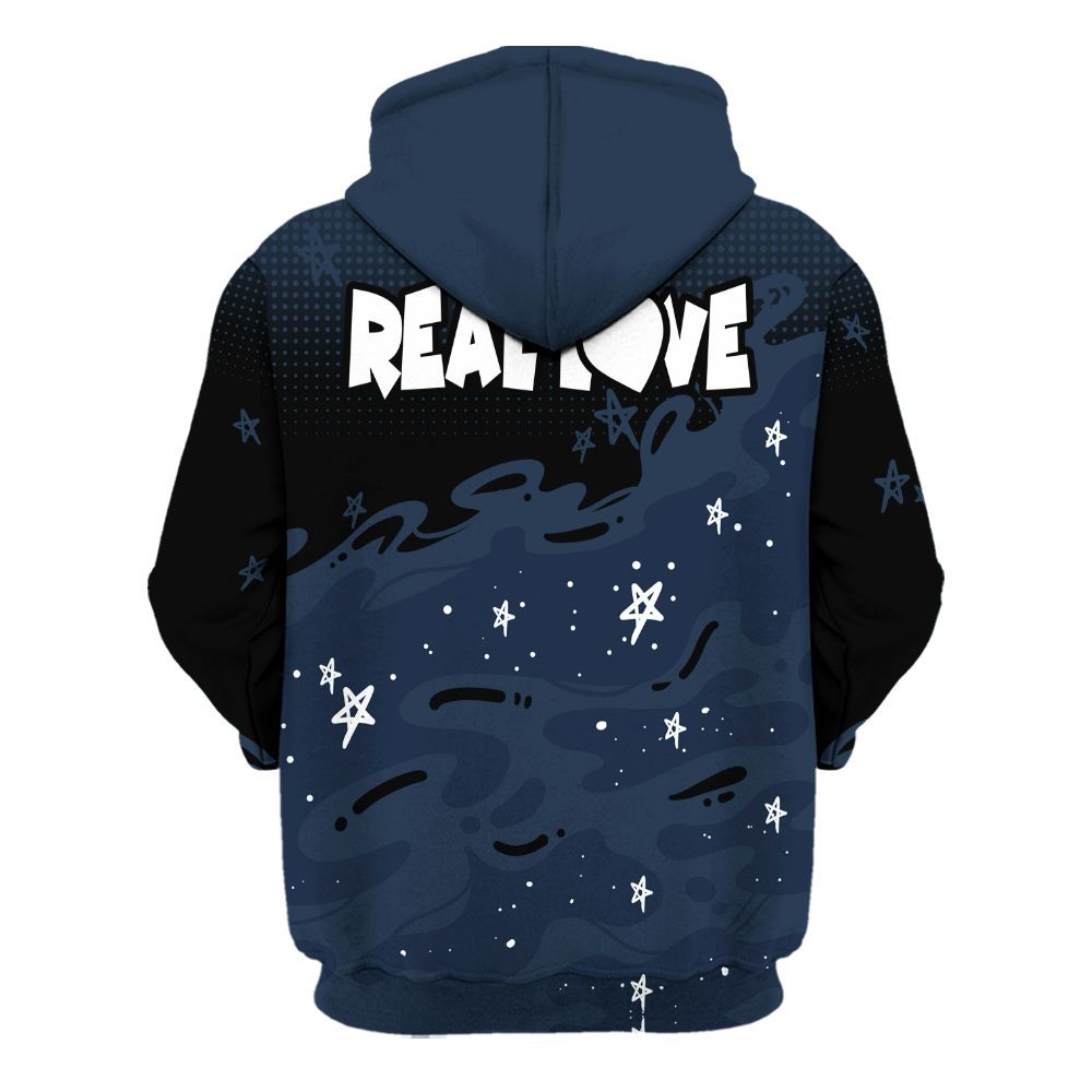 Hoodie To Match White Midnight Navy 6s - Sincere Fondness Bear Stars All Over Print