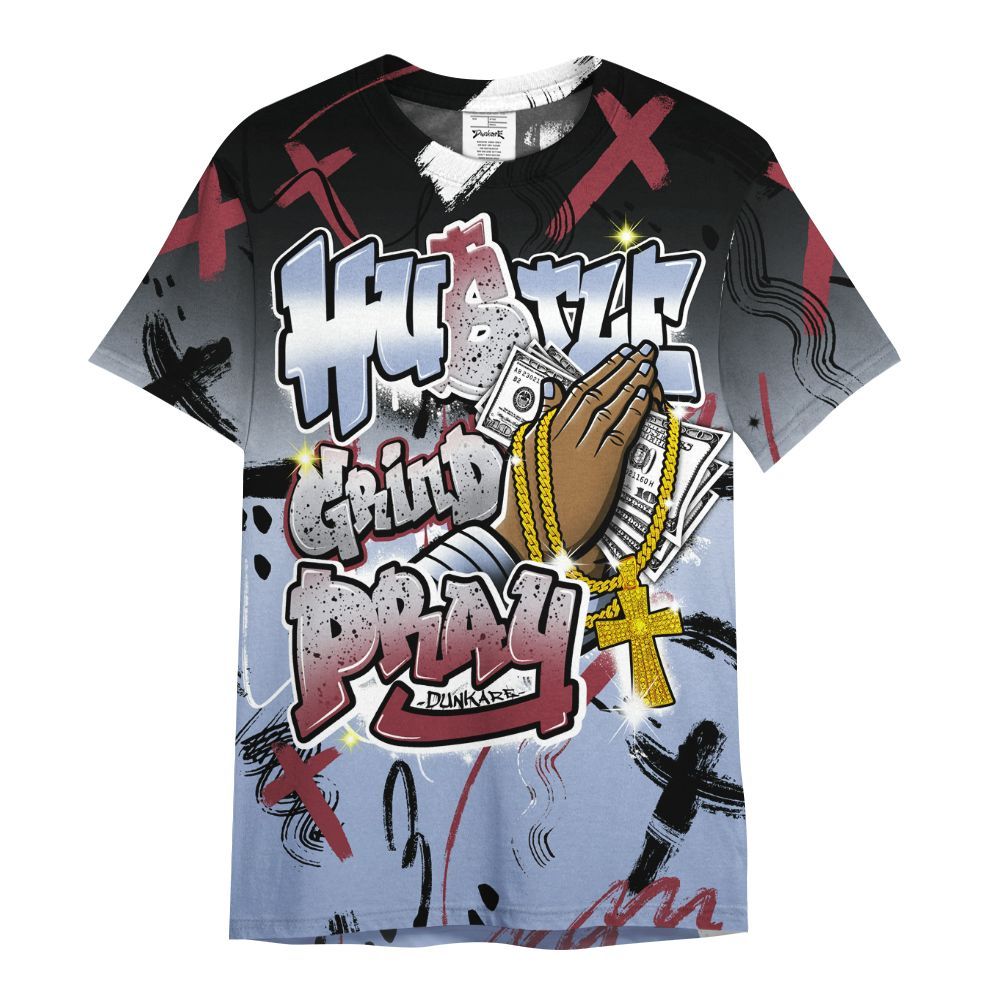 Shirt To Match Black Metallic 5s - Money Hustle Grind Pray All Over Print