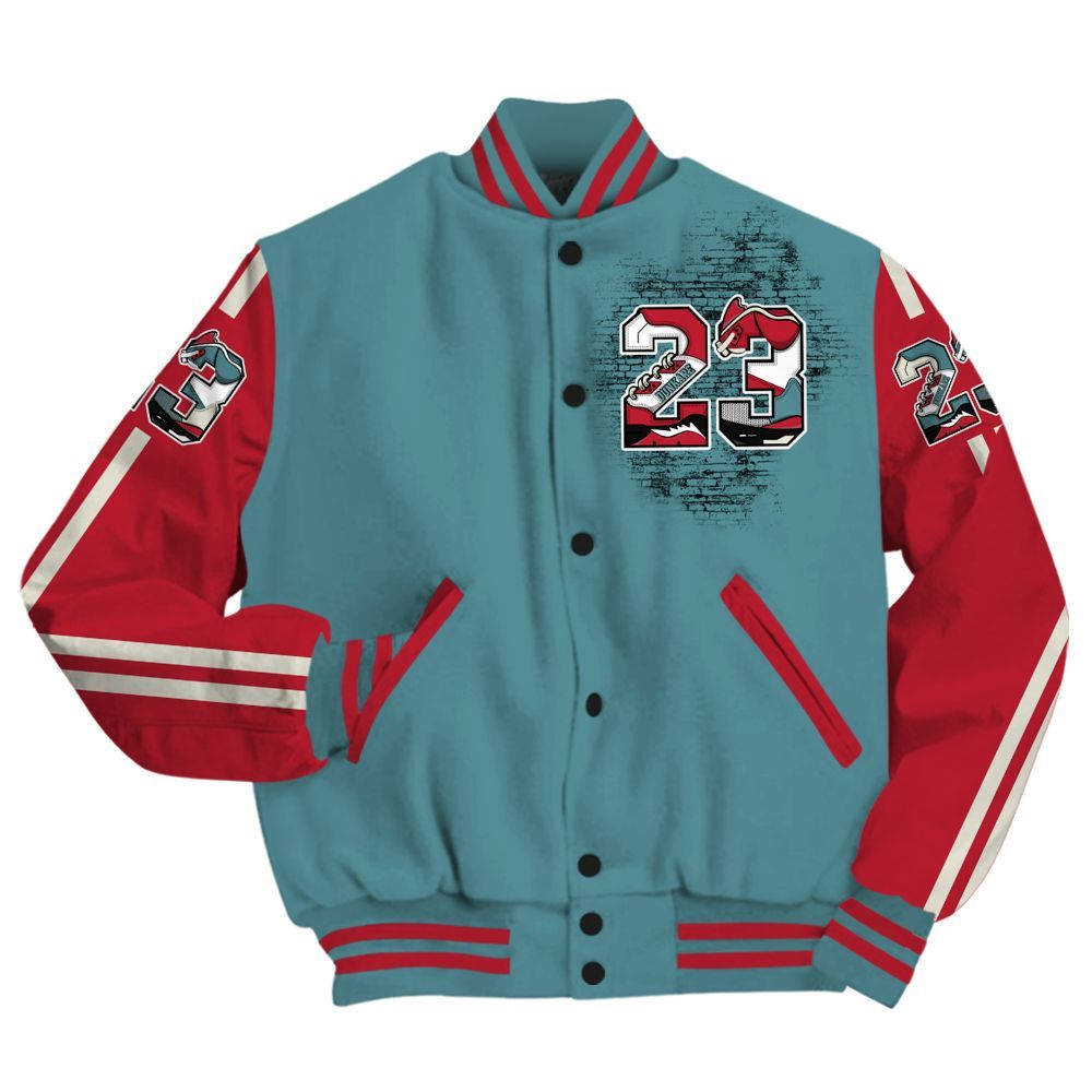 Varsity Jacket To Match Dunk Low Denim Turquoise Royal - Custom Name Number 23 5s All Over Print