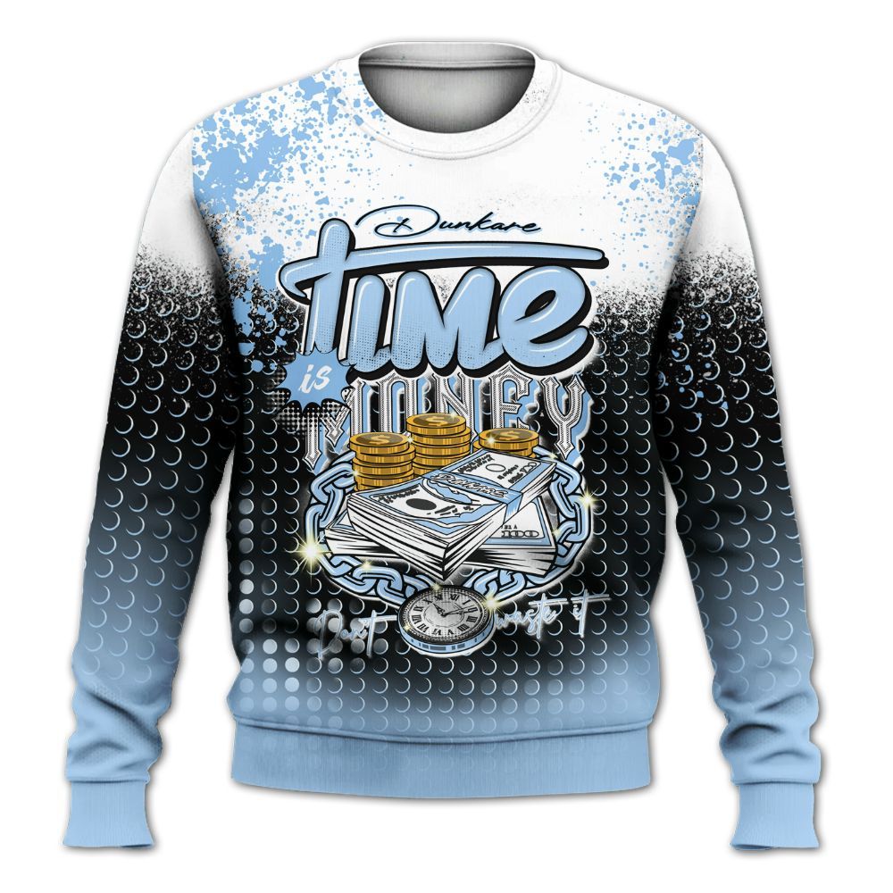 Sweatshirt To Match High University Blue 1s - Halftone Time Is Money All Over Print