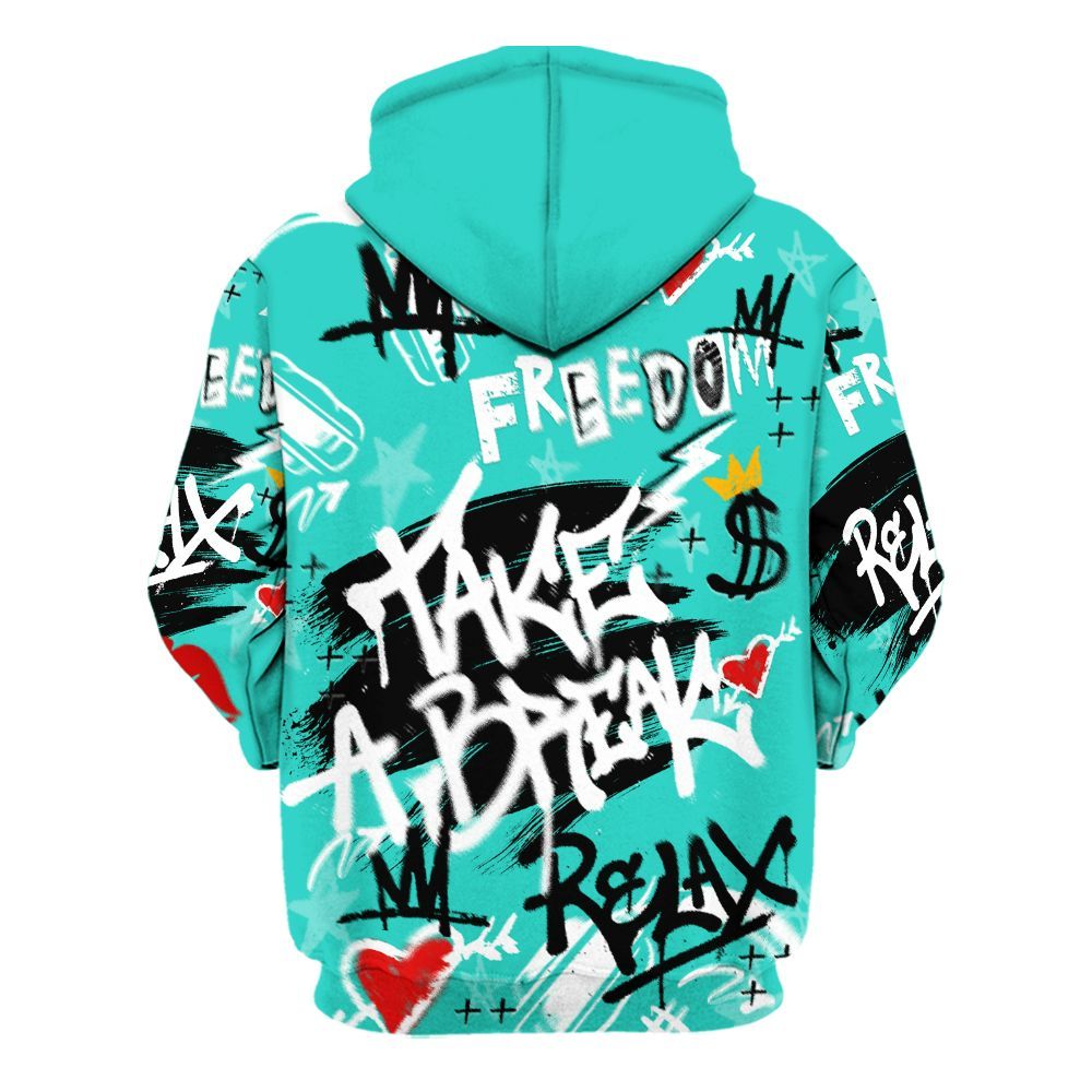 Hoodie To Match Dunk Low Clear Jade - Take Break Freedom Graffiti Streetwear All Over Print