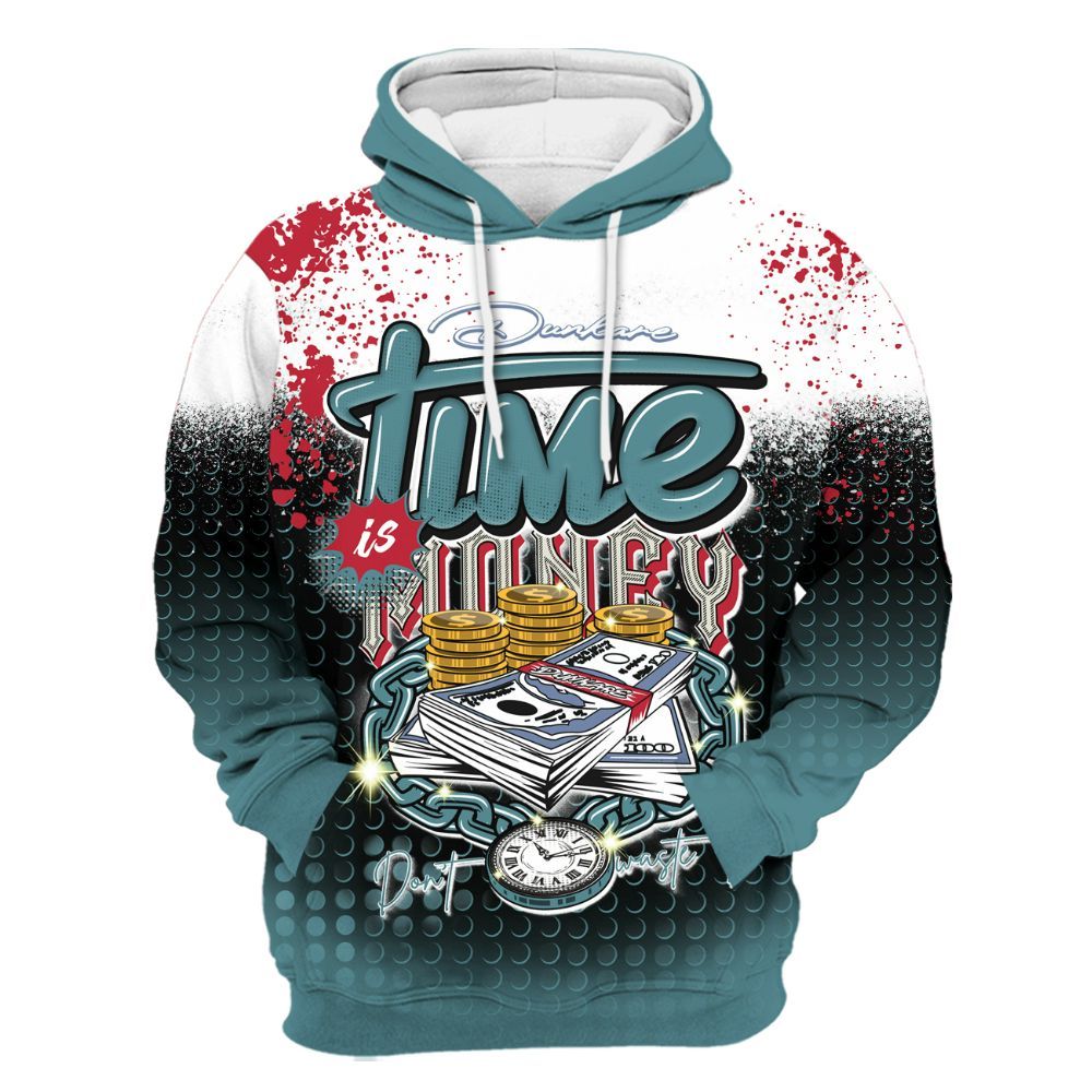 Hoodie To Match Dunk Low Denim Turquoise Royal - Halftone Time Is Money All Over Print