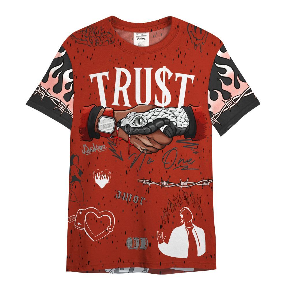 Shirt To Match Red Cement 4s - Snake Trust No One All Over Print