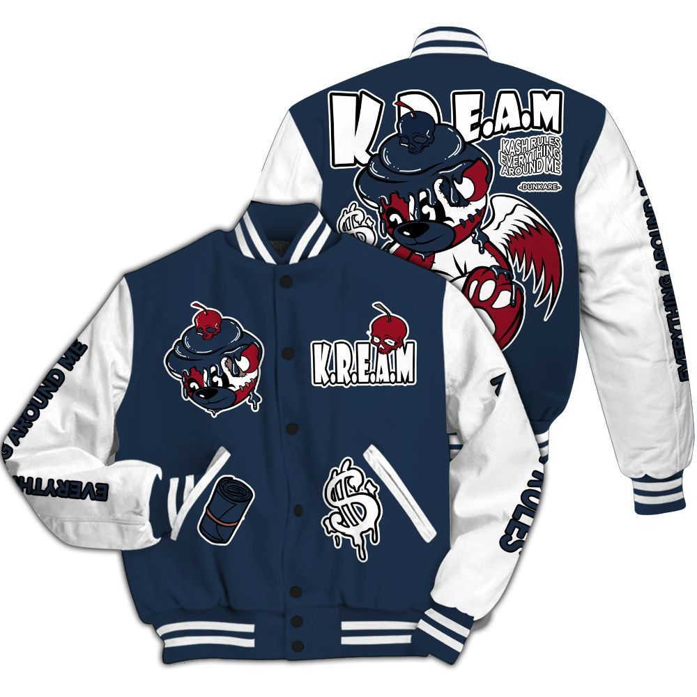 Varsity Jacket To Match White Midnight Navy 6s - Loot Bear All Over Print
