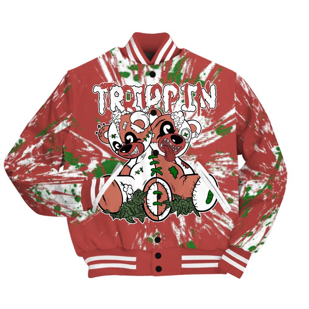 Varsity Jacket To Match Dune Red 13s - Trippin Bear Luxury Varsity Jacket Unisex