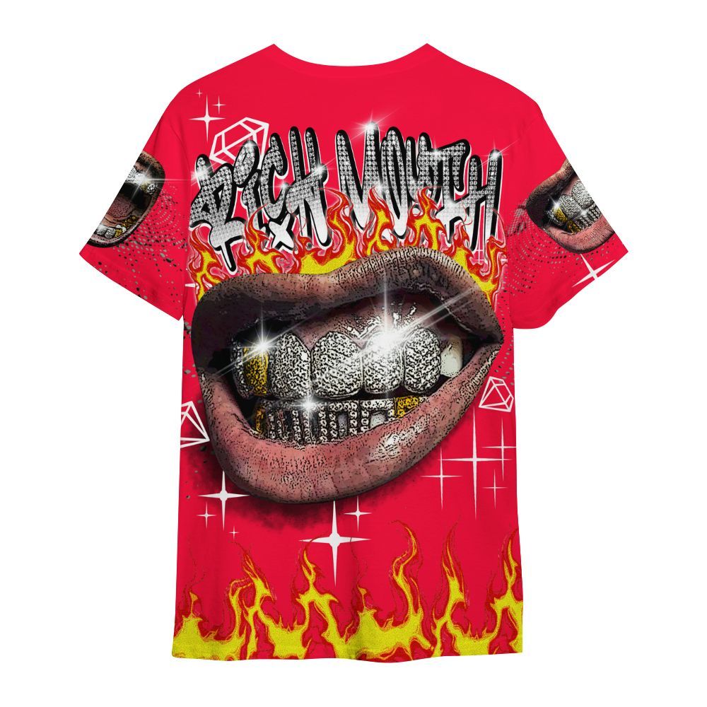 Shirt To Match Retro Fire Red 3s - Rich Mouth Fire Rap Retro 90s All Over Print