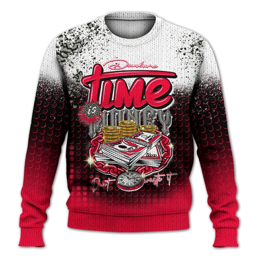 Knitted Sweater To Match Retro Fire Red 3s - Halftone Time Is Money